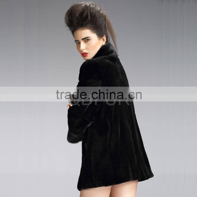 QD29212 Lady Mid-long Whole-hide Rex Rabbit Fur