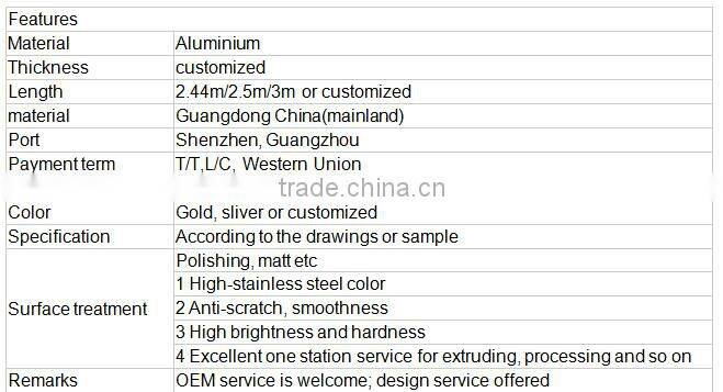 2015 aluminium alloy trimming L shape Aluminium tile trim inside corner tile trim