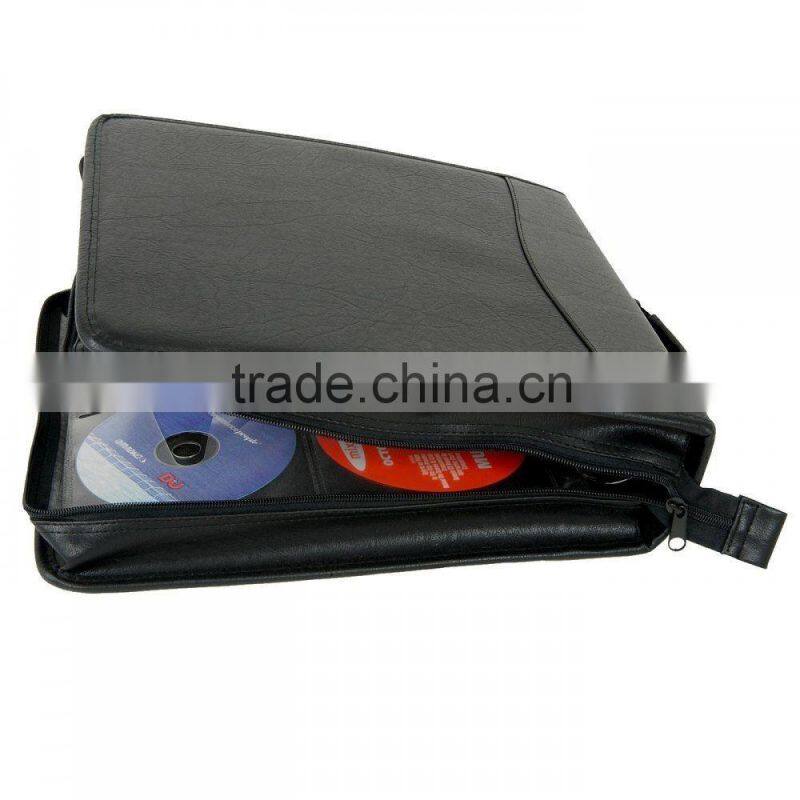 black pu leather cd cover dvd case holder portfolio manufacturer