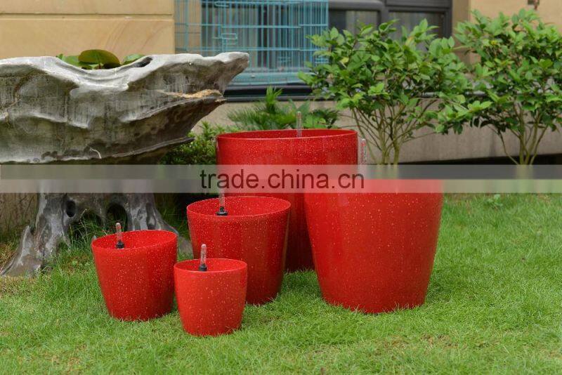 Hot selling garden plastic stacking plant pot with painting
