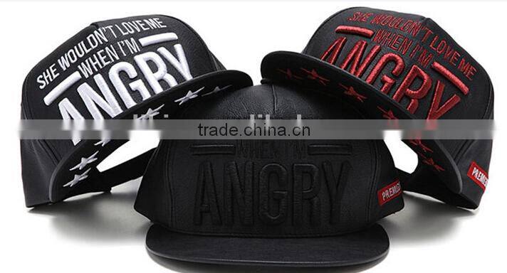 PU Embroidery Snapback Cap Hip-hop Hat Adjustable