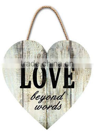 Wooden vintage heart shaped plaque