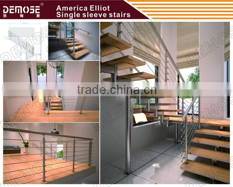 portable indoor wooden stair with double steel plates