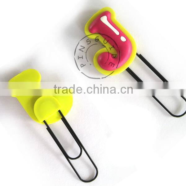 2016 J alphabet single printed 3d pvc paper clip for promotion