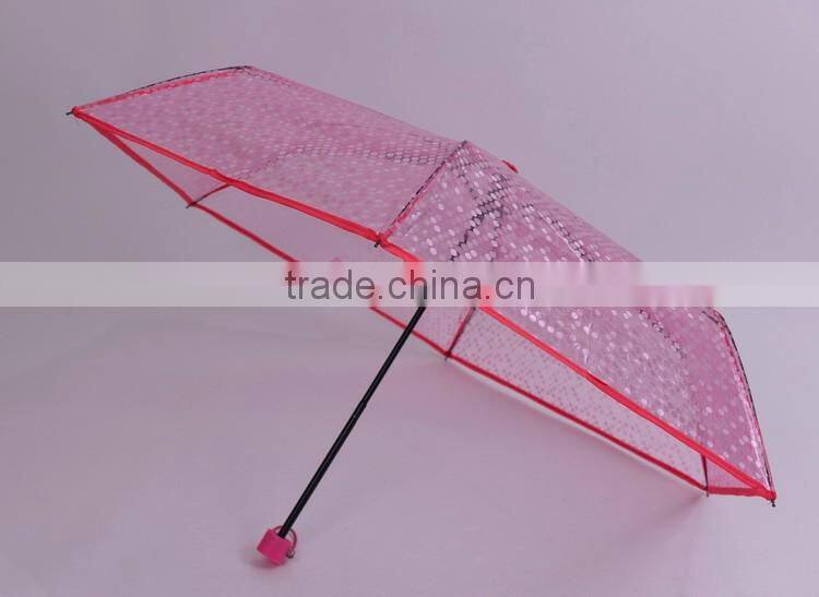 Customized Manual Open poe fabric 3 folding clear umbrella