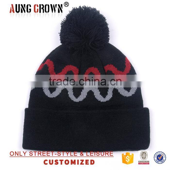 custom 100% acrylic jacquard beanie wholesale