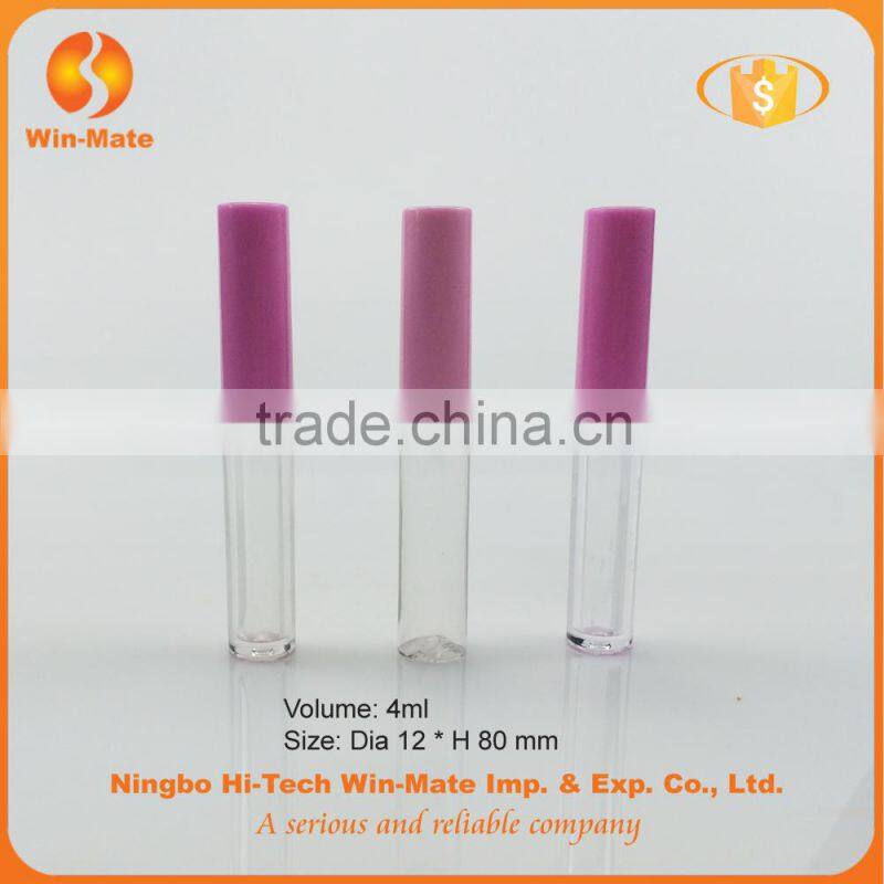 Hot-selling bright color transparent pink 8*1.2mm Cosmetic Lipgloss Tube Packaging