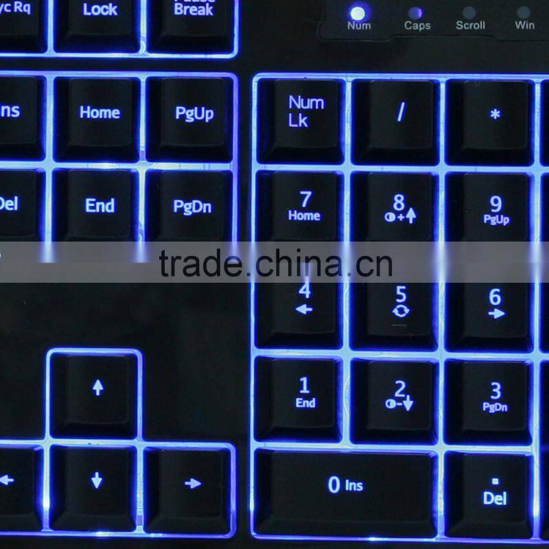 2015 New LED Illuminated Ergonomic Gaming Keyboard USB Multimedia Backlight Backlit Ultra-thin Keyboard