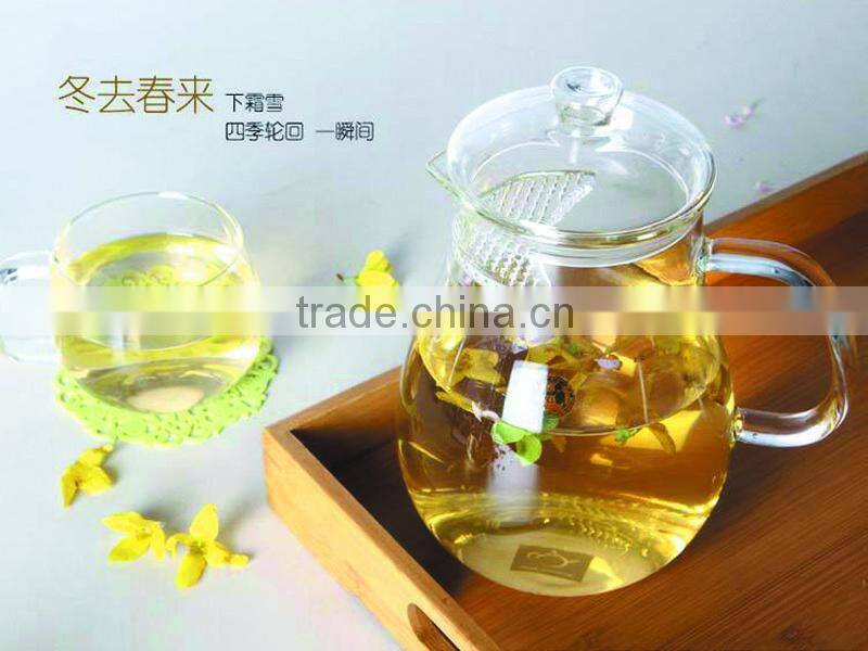 Top quality pyrex glass teapot heat resistant glass teaware environmental glass teapot 1800ml with handle infuser glass tea set