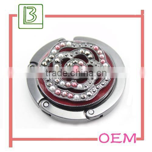 heart shaped crystal straight purse hanger hook