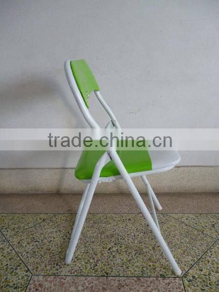 Zhangzhou wholesale metal folding chair with PVC cushion seat for home furniture