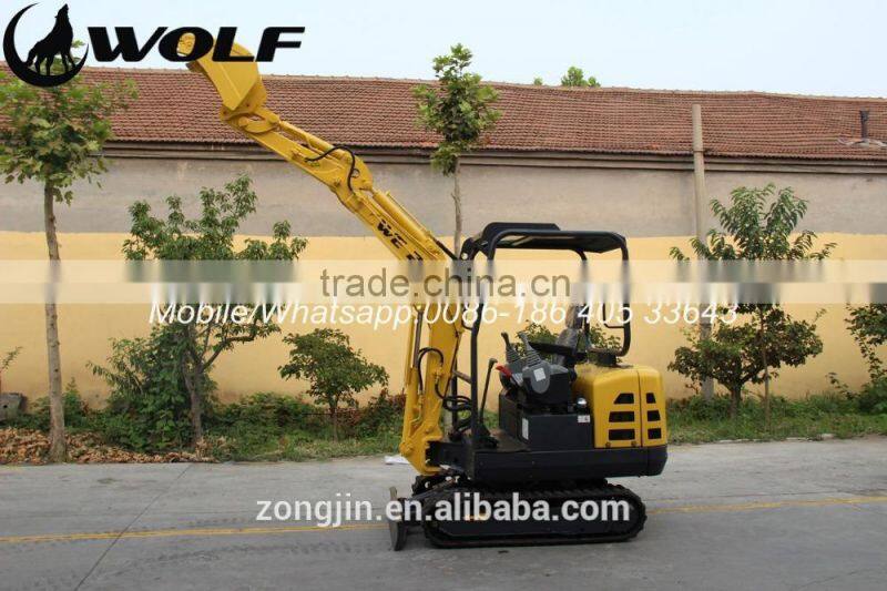 WOLF mini excavator lowest price, excavtor with 400mm digging bucket