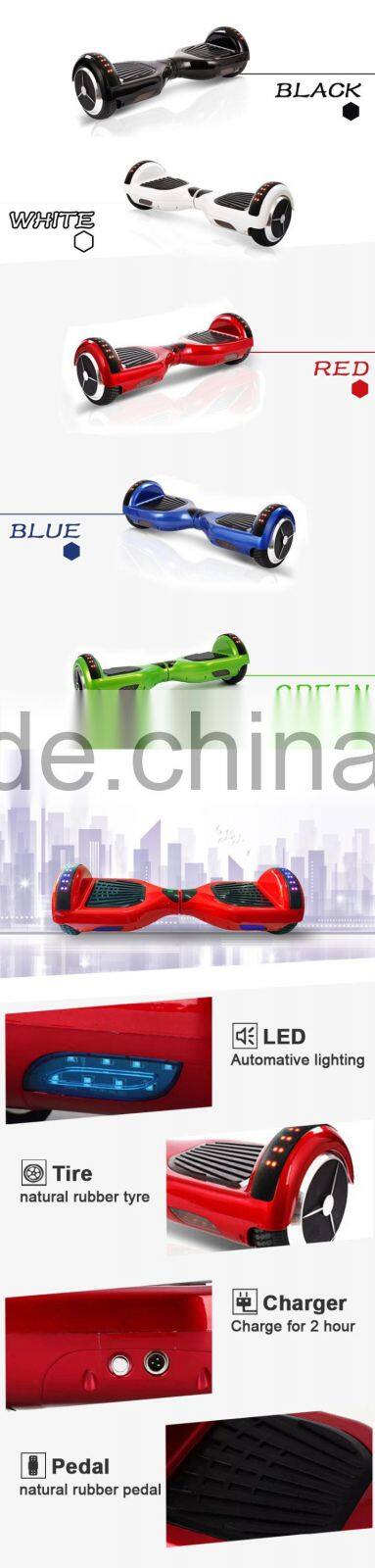 6.5inch smart electric scooter self balancing hoverboard with rubber bumpers and led lights