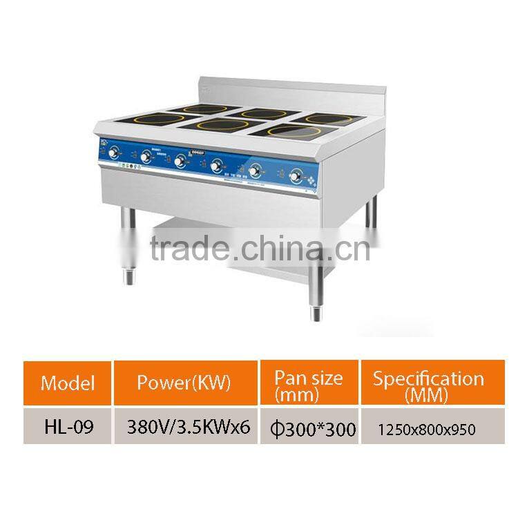 6 heads 2KW each wok commercial industrial electronic induction cooker cooktop with stainless steel M635