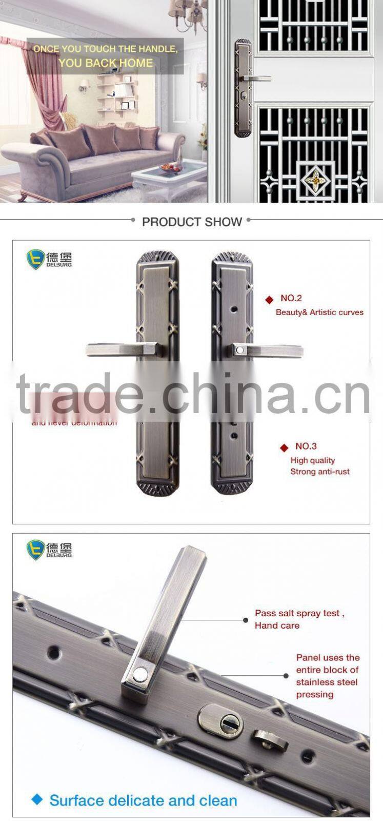 German hardware bronze square stainless steel lever door handle