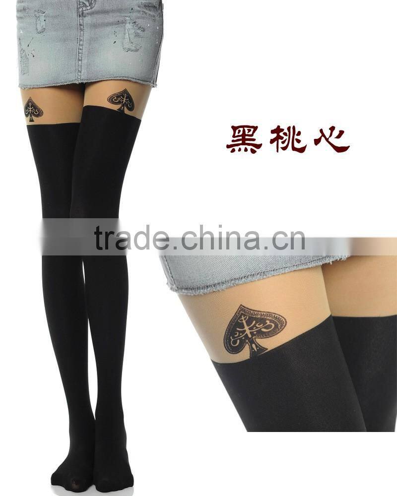 WONDQ Jacquard Cat Tattoo Thermal Japanese Girls Tights Pantyhose