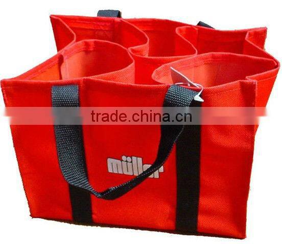 customizable non woven 6 bottle 6 pack wine tote bag