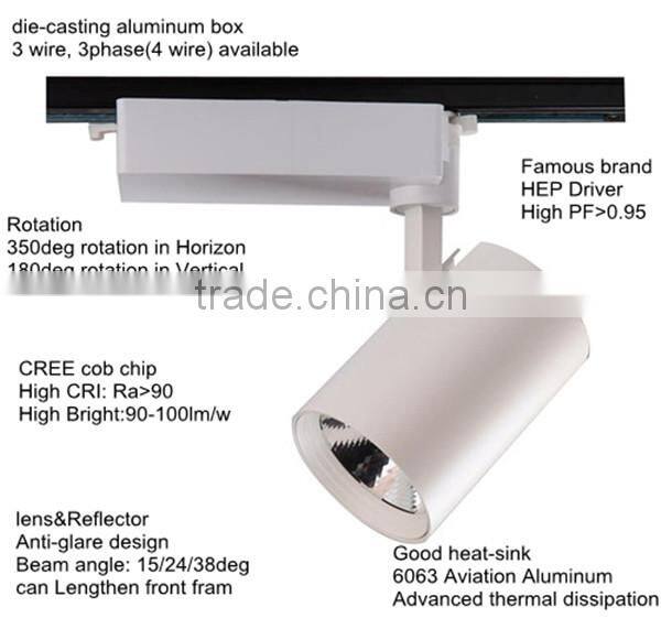 2015 new cob 40w track lighting fixture