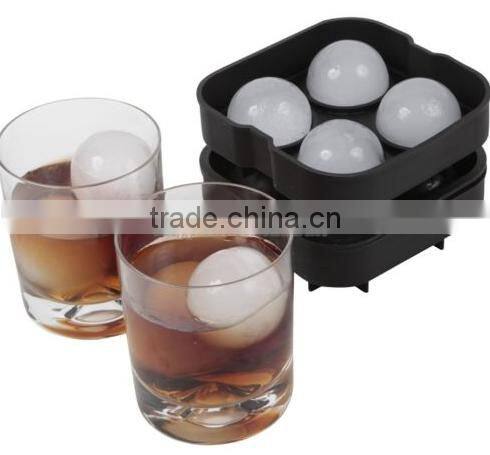 Lifetime Durable Sphere Premium Drink Scotch Water 4 Holes Silicone Ice Ball Maker With Color Box Packing For Party Bar Drinking