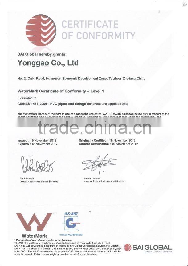 Australian top quality 45 degree elbow pool fitting for pressure pipe with WaterMark ERA brand construction material