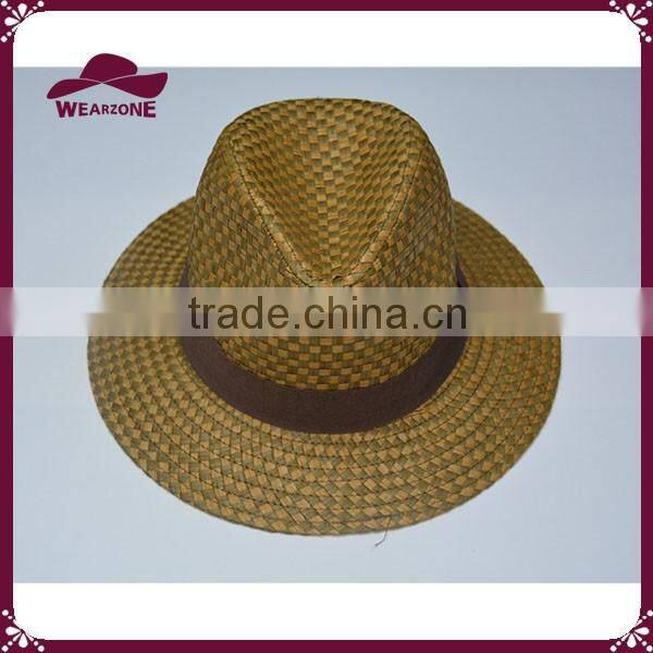 100% paper plaid straw hat straw panama hat