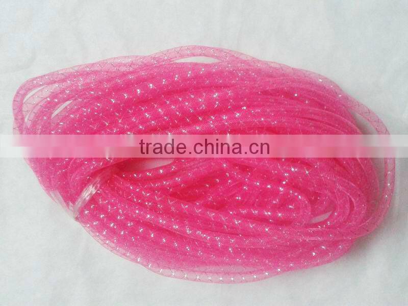 HOT SALE! 16mm Purple Nylon Mesh Tube Woven Ribbon for Valentines Present Wrapping Decorations