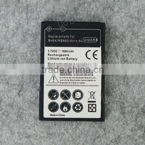 Factory Price 1800mAh BH6X Battery Replacement For Motorola MB860 Atrix 4G Battery
