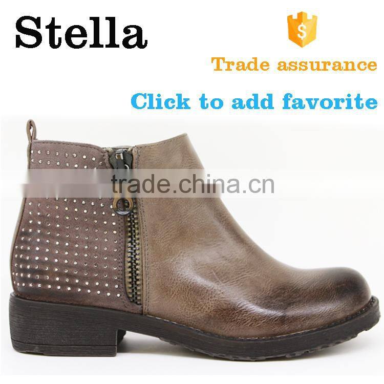 top selling fashion rubber sole tan leather ankle boots