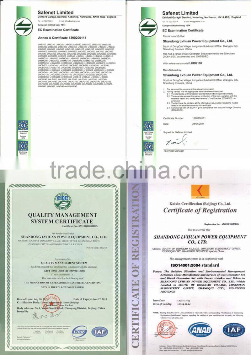 2016 hot sale high quality coal fuel 600kw gas generator