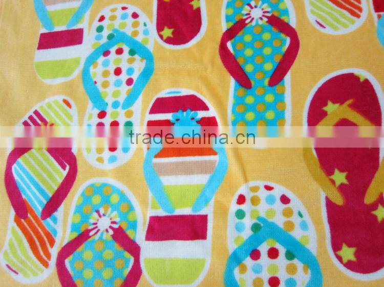 2016 top sale slipper printed casual beach towel play time printed towel