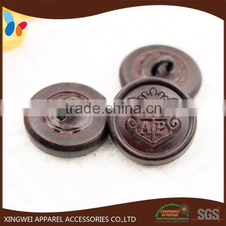 custom hand made genuine leather covered button