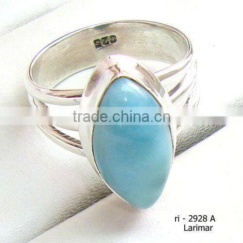 Blue lapis lazuli stone 925 silver fashion ring