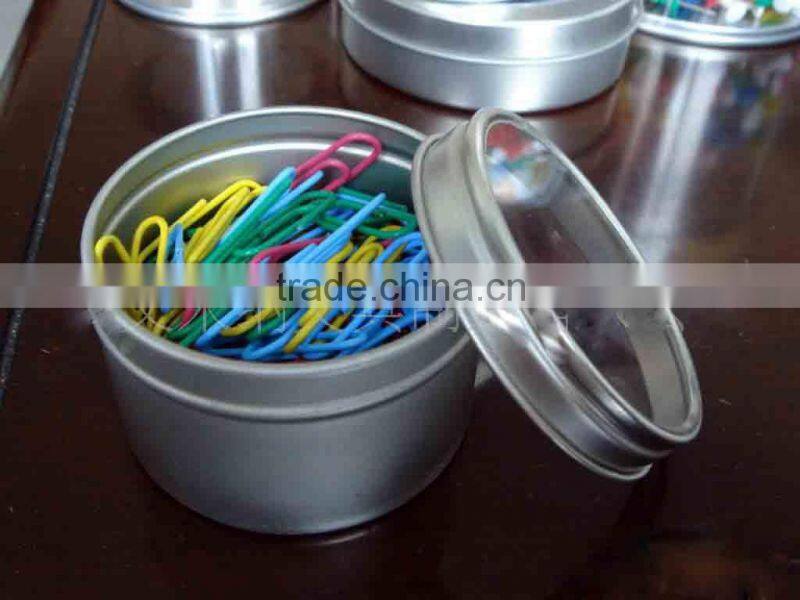 Tin box within paper clips/Stationery supplies Colorful paper clip/Tin box within paper clips small quantity order