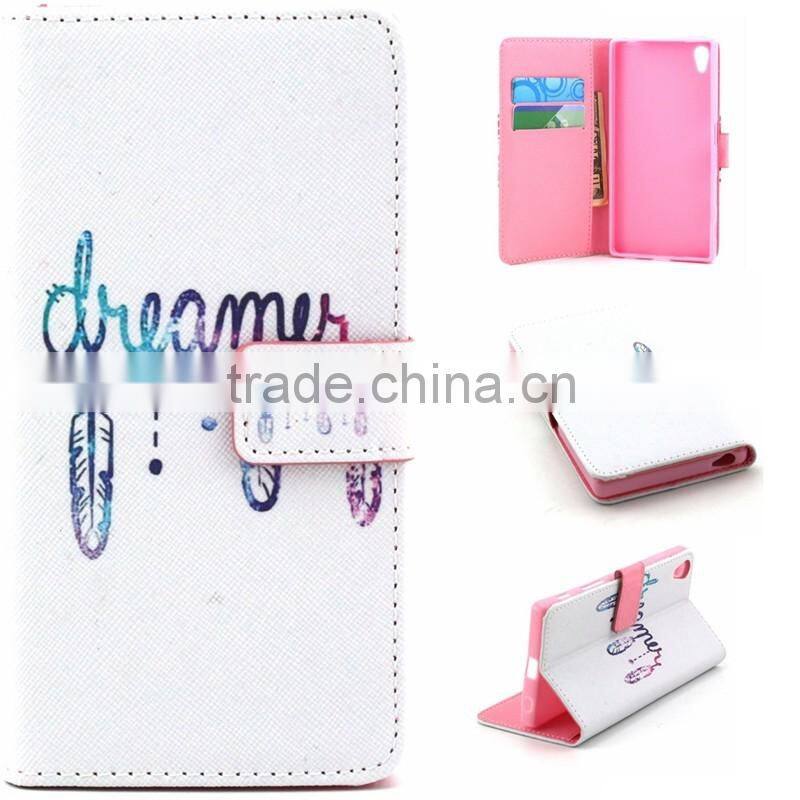 Book Style Color Printing Customed PU Leather Wallet Case For Sony Z5