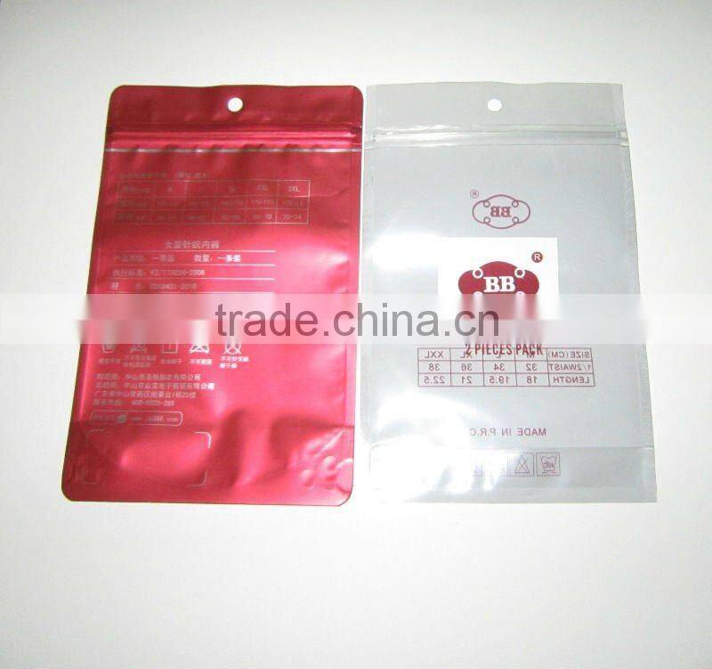 plastic recycled mini colorful packing bag with zipper and hung hole