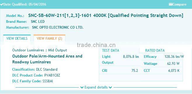 Super brightness small model led parking lot light 60W/90W/120W with DLC UL CUL listed