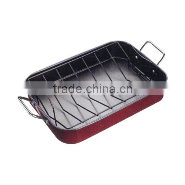 custom logo printing nonstick rectangular roaster with flat rack