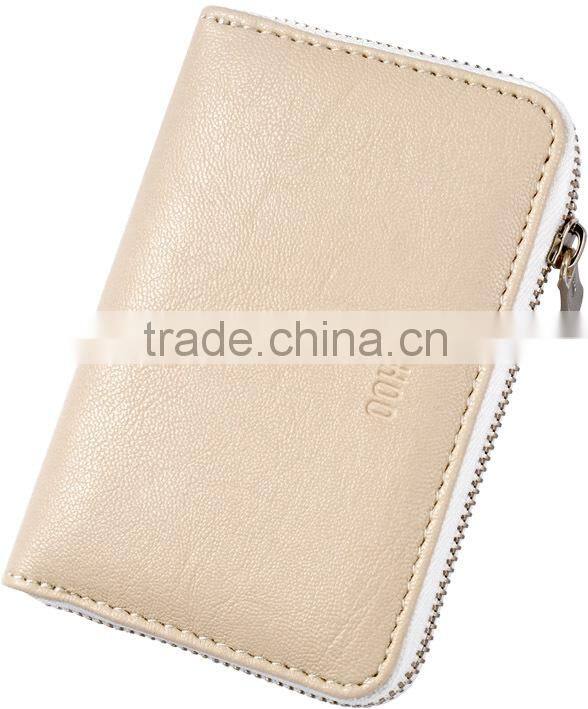 leather business card holder credit card holder with metal zipper