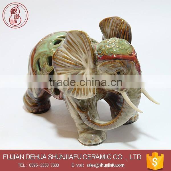 Detachable Ceramic Elephant With Tray Ceramic Crafts