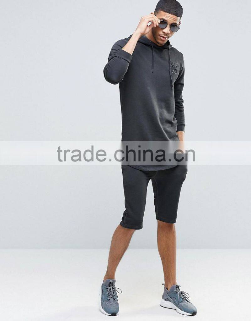 OEM good quality simple 50% black 100% cotton light weight men oversized casual ear hoodie