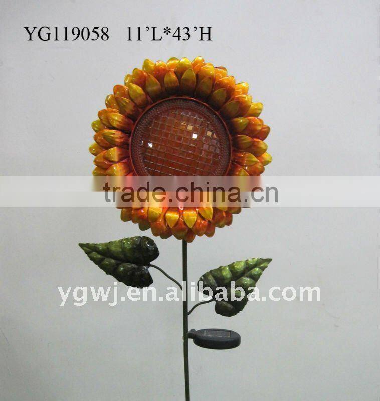 solar metal flower lawn stake