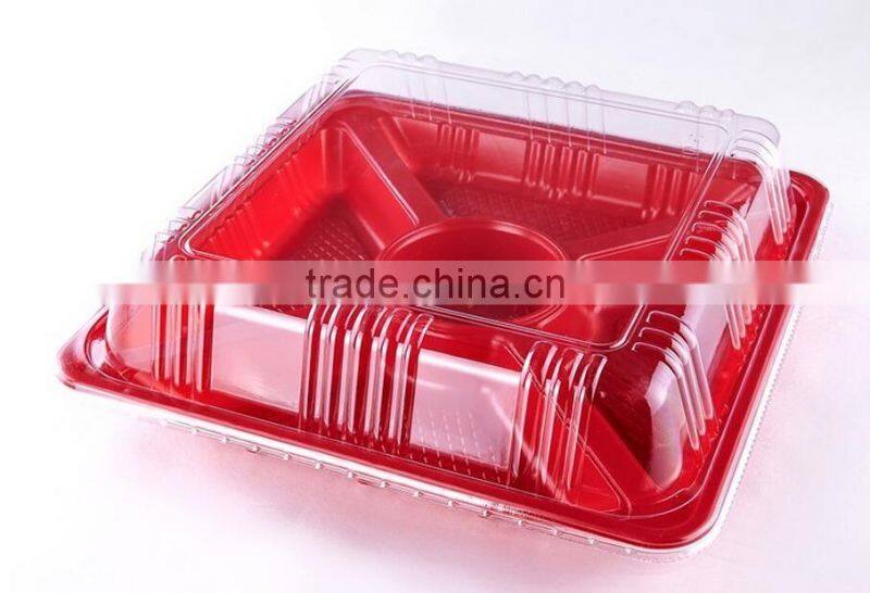 Food grade takeaway plastic printing sushi rice box, square sushi tray, sushi platter