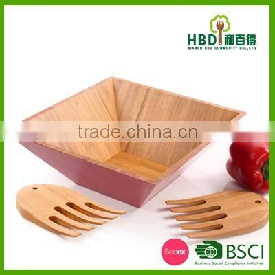 Red bamboo salad bowl