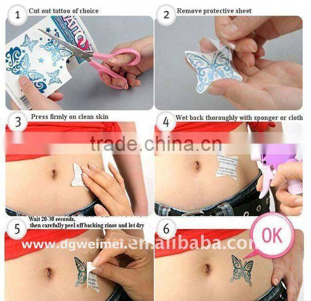 water transfer colorful cute customized ribbon ice cream temporary kids body tattoo