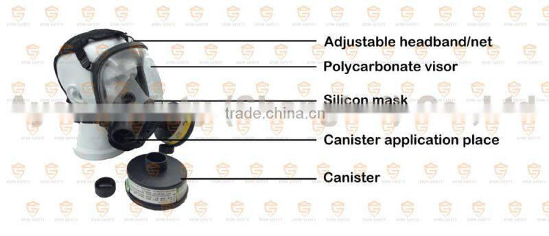 Black Spherical full face gas mask with EN148 single/double connector-Ayonsafety
