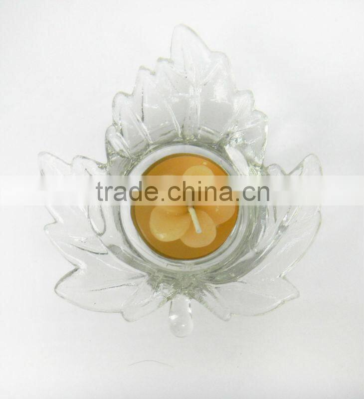 leaf shape glass candle holder