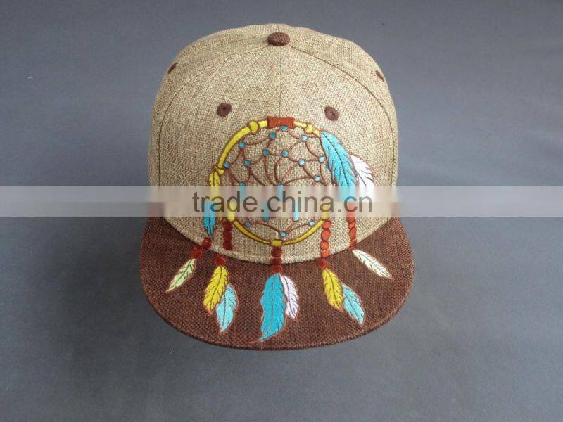 High Quility 6-Panel Falt Brim Cap with Special Front Embroidery