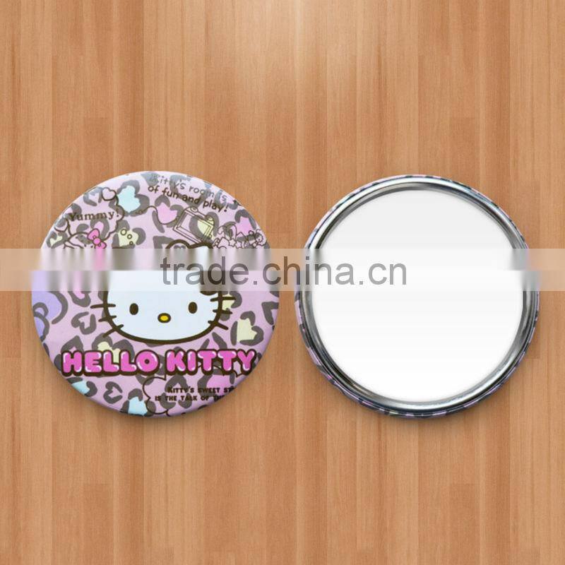Custom Made Tin Plate Mirror / Round Tinplate Pocket Mirror With Full Color Printing/Pocket Mirror
