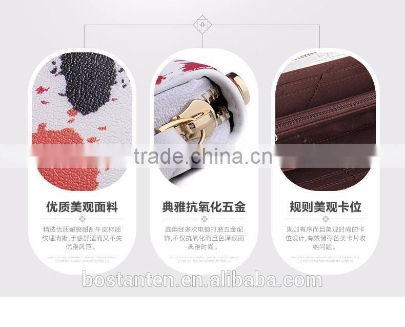 zipper nice painting evening clutch women wallet leather with hand strap