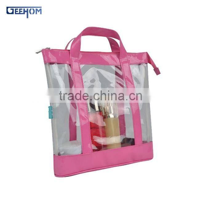 transparent pvc zipper bag with handle custom waterproof pvc beach bag